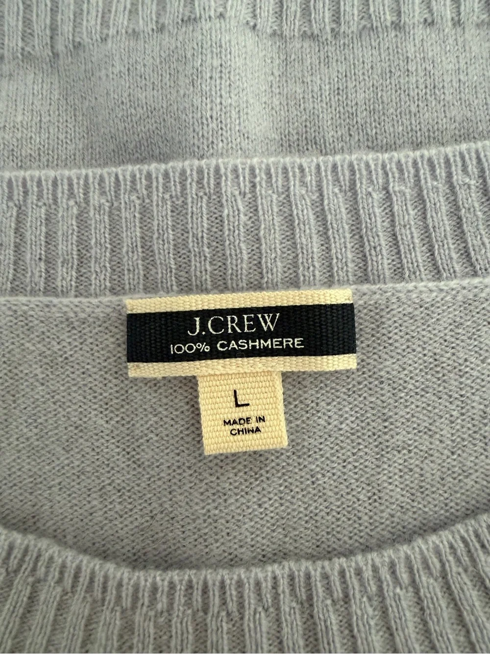 J.Crew 100% Cashmere shrunken Crewneck Sweater Light Blue Large 8702